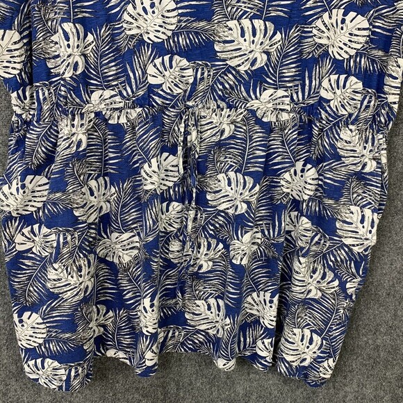 Ellos Palm Leaf Print Dress Size 5X Cotton Pockets Pull Cord Waist Knee Length - Picture 3 of 11